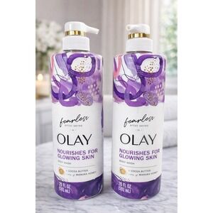 Olay Fearless Nourishes For Glowing Skin Body Wash Cocoa Butter 2 x 20 Oz Each‎